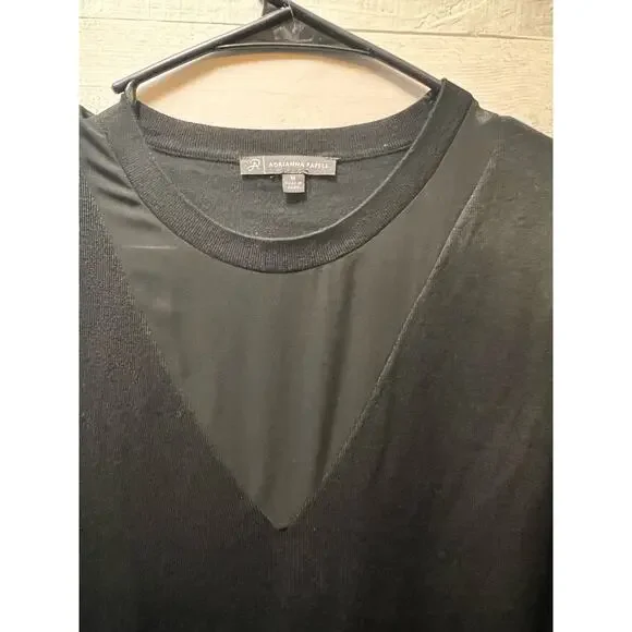 Arianna Papell Black Sheer Neck Short Sleeve Sweater Size Medium (E) - Picture 3 of 5